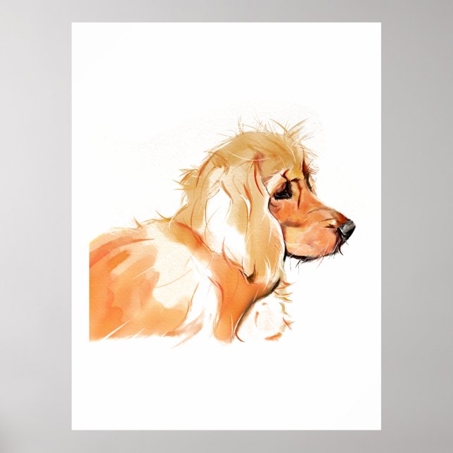 Cocker Spaniel Wall Art, Watercolor Painting Poster (Front)