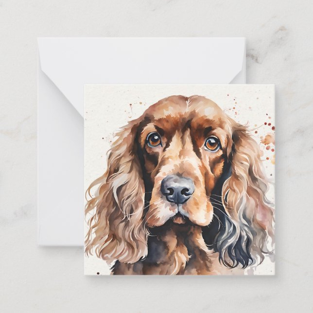 Cocker Spaniel Watercolour Note Card (Front)