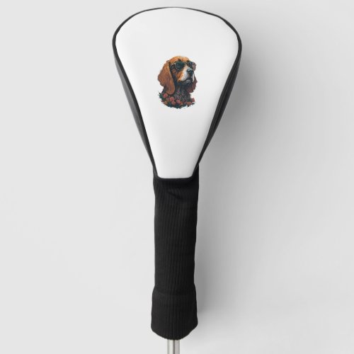 Cocker Spaniel wearing Shades _ Flower Splash   Golf Head Cover