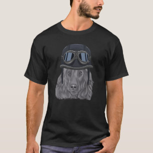 Cocker Spaniel Wearing Vintage Motorcycle Helmet T-Shirt