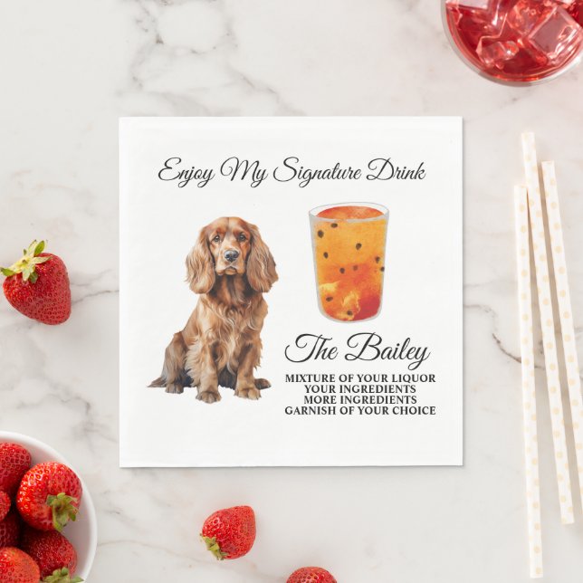 Cocker Spaniel Wedding Signature Drink Napkins (Insitu)