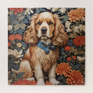 Cocker Spaniel William Morris Inspired Floral Jigsaw Puzzle