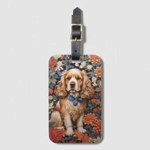Cocker Spaniel William Morris Inspired Floral Luggage Tag