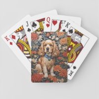 Cocker Spaniel William Morris Inspired Floral Playing Cards