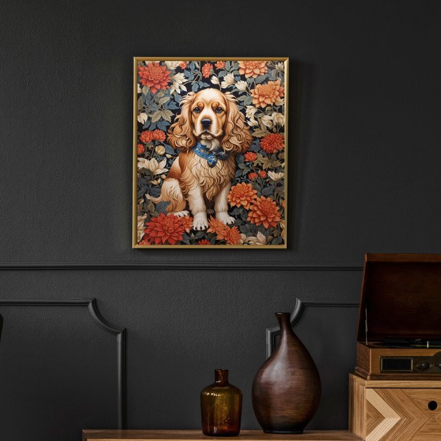 Cocker Spaniel William Morris Inspired Floral Poster (Creator Uploaded)
