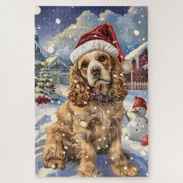 Cocker Spaniel Winter Wonderland Christmas Joy  Jigsaw Puzzle (Vertical)