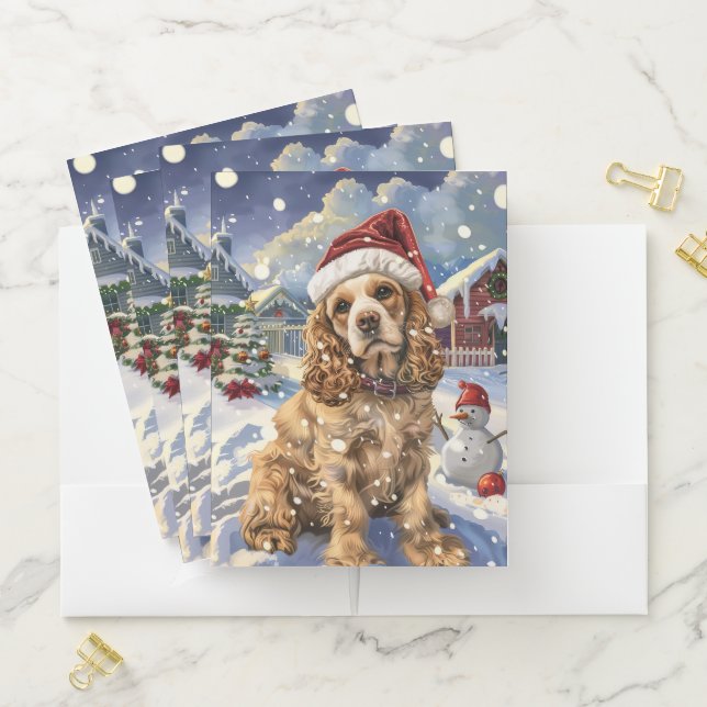 Cocker Spaniel Winter Wonderland Christmas Joy  Pocket Folder (In Situ)