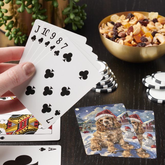 Cocker Spaniel Winter Wonderland Christmas Joy  Poker Cards (In Situ)