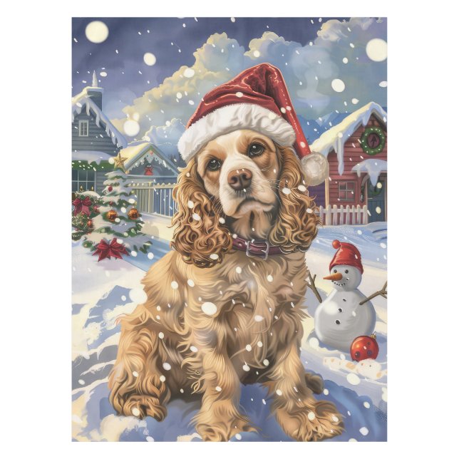 Cocker Spaniel Winter Wonderland Christmas Joy  Tablecloth (Front)