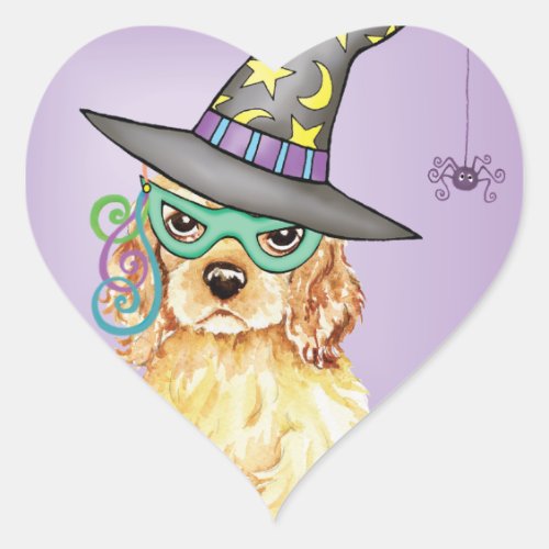 Cocker Spaniel Witch Heart Sticker