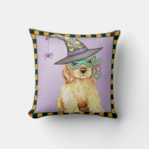 Cocker Spaniel Witch Throw Pillow