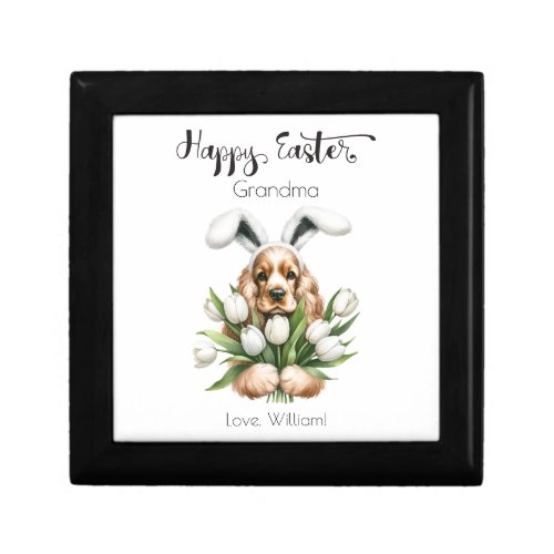 Cocker Spaniel With Bunny Ears Happy Easter Gift Box