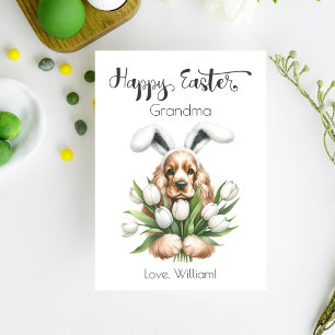 Cocker Spaniel With Bunny Ears Happy Easter Holiday Card