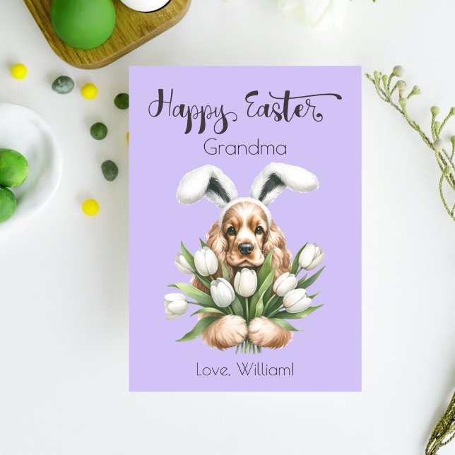 Cocker Spaniel With Bunny Ears Happy Easter Holiday Card (Creator Uploaded)
