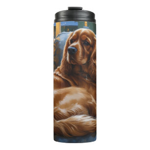 Cocker Spaniel with Christmas Lights Holiday Thermal Tumbler