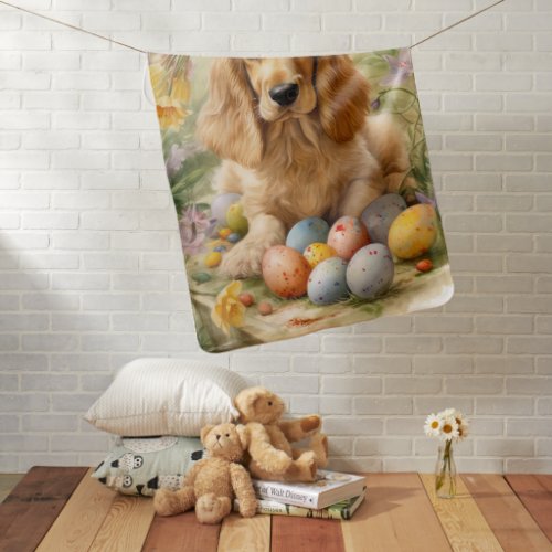Cocker Spaniel with Easter Eggs Holiday  Baby Blanket