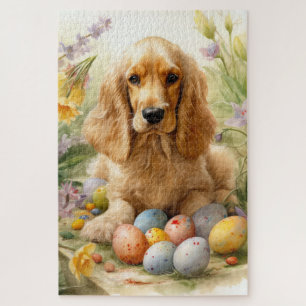 Cocker Spaniel with Easter Eggs Holiday  Jigsaw Puzzle