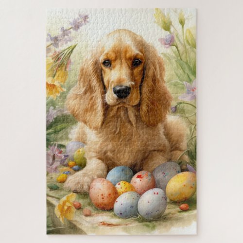 Cocker Spaniel with Easter Eggs Holiday  Jigsaw Puzzle