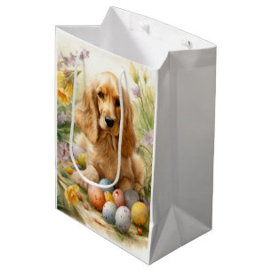 Cocker Spaniel with Easter Eggs Holiday Medium Gift Bag
