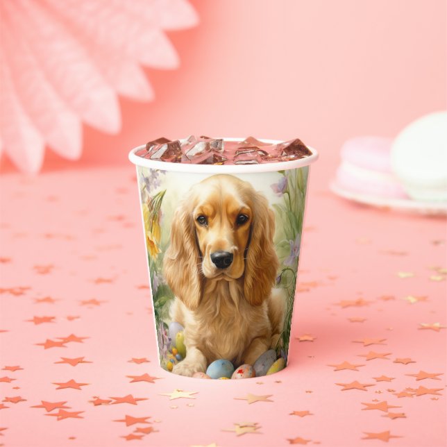 Cocker Spaniel with Easter Eggs Holiday  Paper Cups (Insitu)