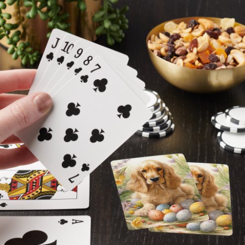 Cocker Spaniel with Easter Eggs Holiday  Playing Cards