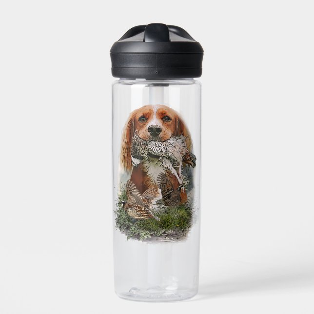 Cocker Spaniel with Grey partridge Water Bottle (Front)
