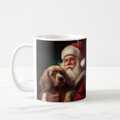 Cocker Spaniel With Santa Claus Festive Christmas Coffee Mug