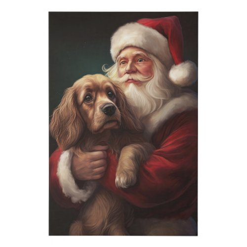 Cocker Spaniel With Santa Claus Festive Christmas Faux Canvas Print