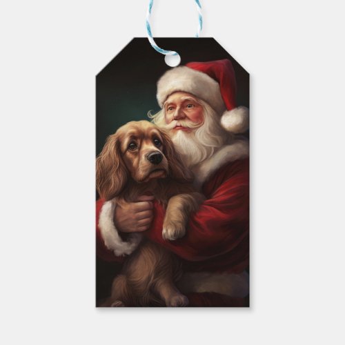 Cocker Spaniel With Santa Claus Festive Christmas Gift Tags