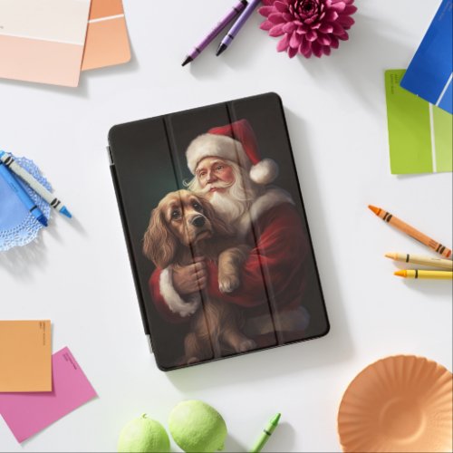 Cocker Spaniel With Santa Claus Festive Christmas iPad Air Cover