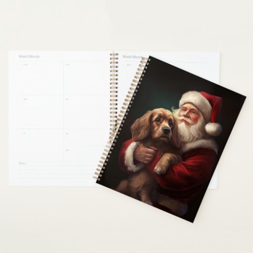 Cocker Spaniel With Santa Claus Festive Christmas Planner