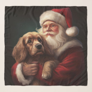 Cocker Spaniel With Santa Claus Festive Christmas Scarf