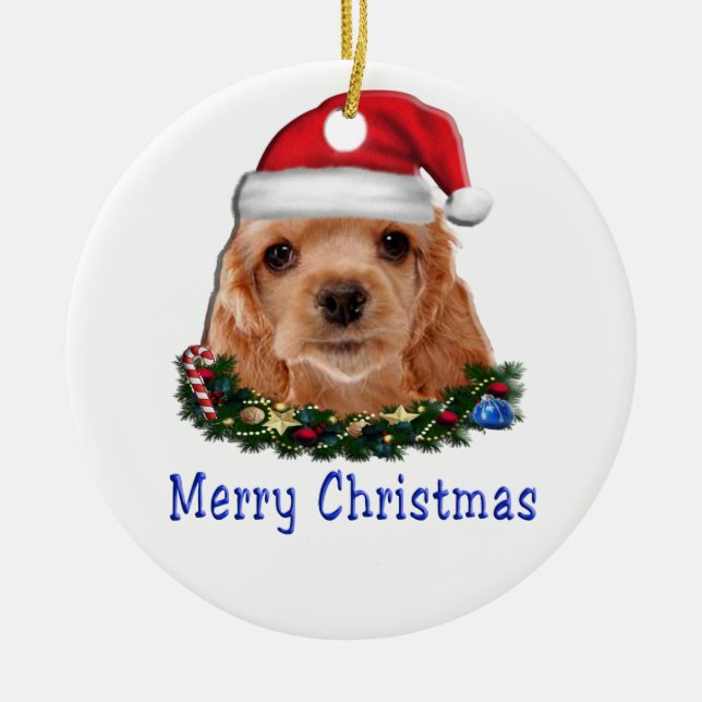 Cocker Spaniels Ceramic Ornament (Front)