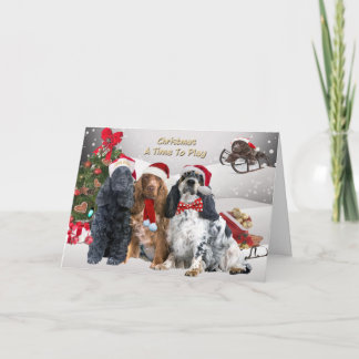 Cocker Spaniels Christmas A Time To Play Holiday Card