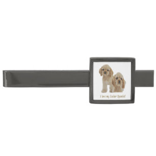 cocker spaniels gunmetal finish tie bar