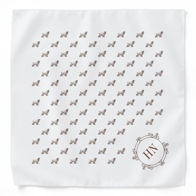 Cocker spaniels with monogram Large 22" x 22" Bandana (Front)