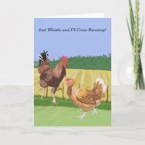 Cockerel and Chicken Editable Holiday Card