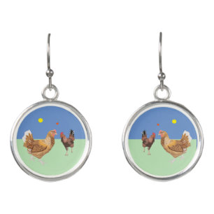 Cockerel and Chicken Funny Valentine’s Earrings