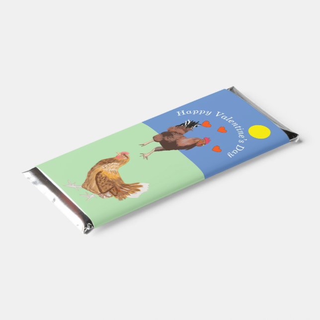 Cockerel and Chicken Funny Valentine’s Hershey Bar Favors (Angled)