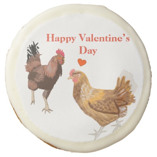 Cockerel and Chicken Funny Valentines   Sugar Cookie
