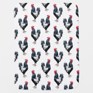 Cockerel Chicken Pattern Design Baby Blanket