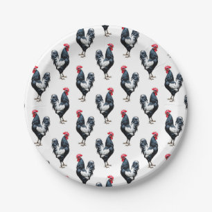 Cockerel Chicken Pattern Design  Paper Plates