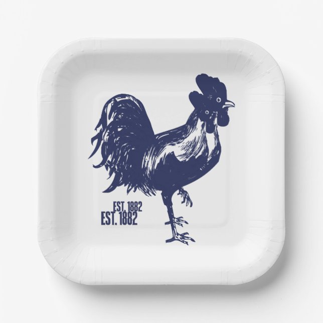 Cockerel Est. 1,882 Paper Plates (Front)