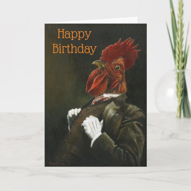 Cockerel Gentleman Birthday Card (Front)