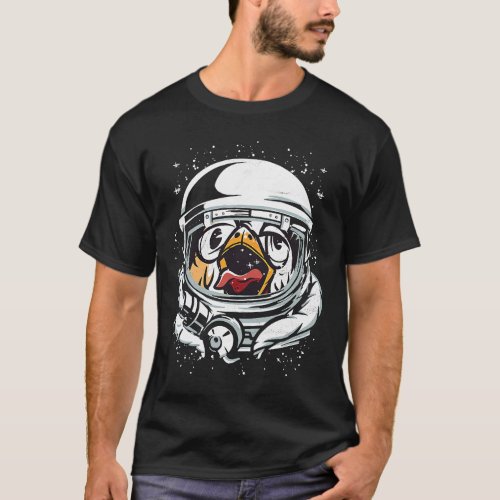 Cockerel in space as an astronaut with astronaut h T_Shirt