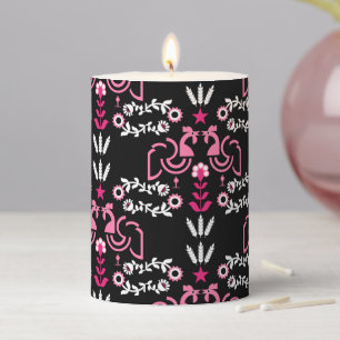 Cockerel Scandinavian Folk Art Pillar Candle