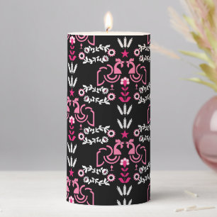 Cockerel Scandinavian Folk Art Pillar Candle