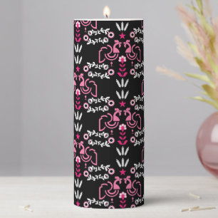Cockerel Scandinavian Folk Art Pillar Candle