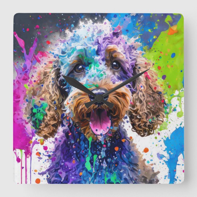 Cockerpoo Dog Square Wall Clock (Front)