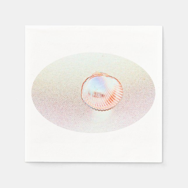 cockle shell invert outline seashell design paper napkins (Front)